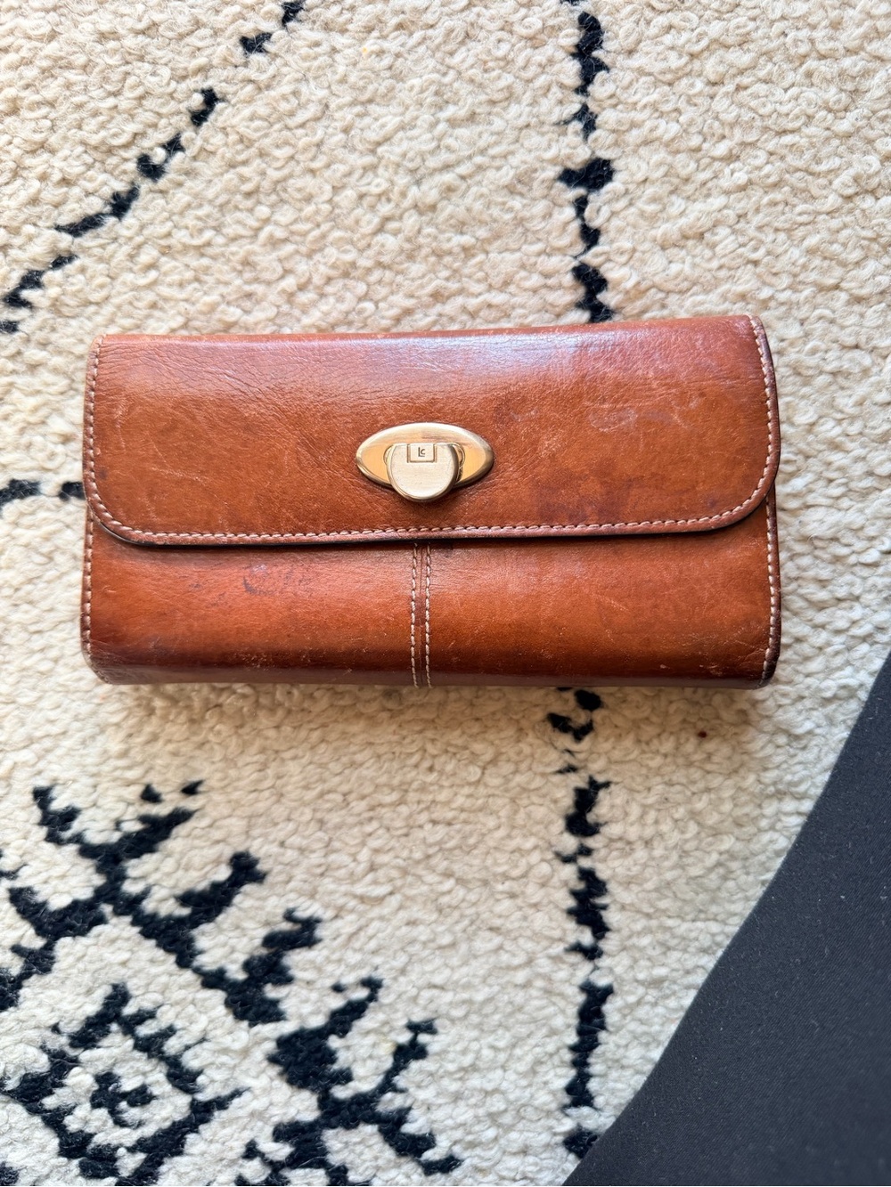 LC Lauren Conrad Brown Leather Turn-Lock Wallet